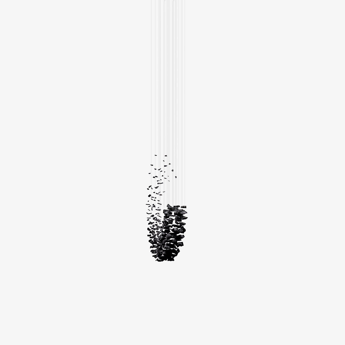 Charcoal Cascade Pixel Chandelier with Adjustable Height — detail view