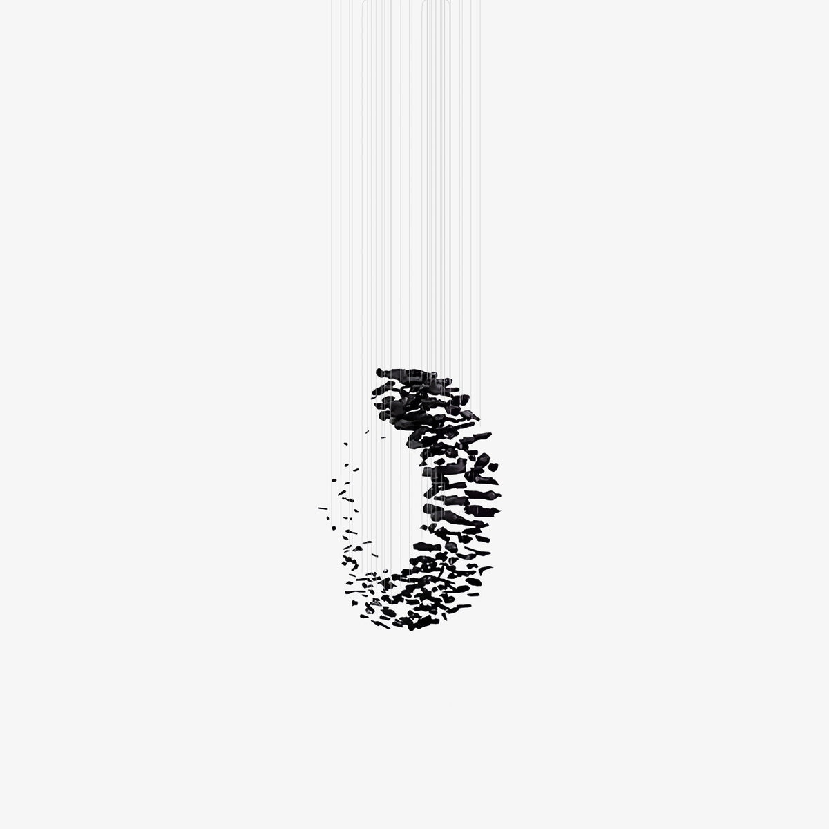 Charcoal Cascade Pixel Chandelier with Adjustable Height — side view