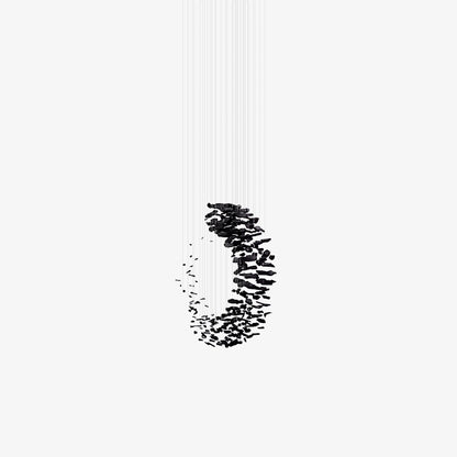 Charcoal Cascade Pixel Chandelier with Adjustable Height — side view