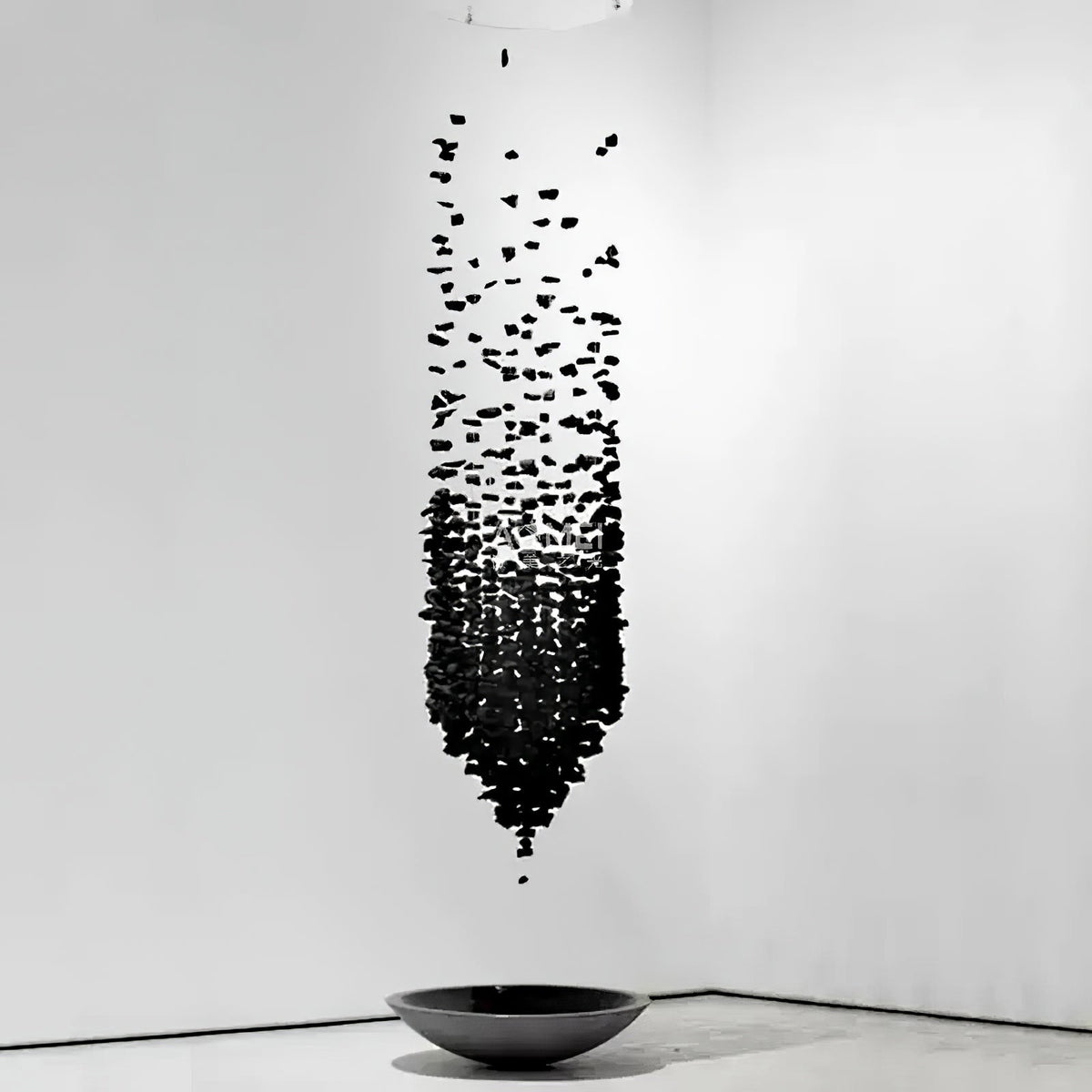 Charcoal Cascade Pixel Chandelier with Adjustable Height