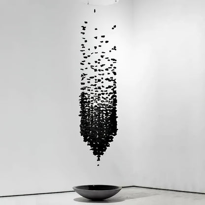 Charcoal Cascade Pixel Chandelier with Adjustable Height