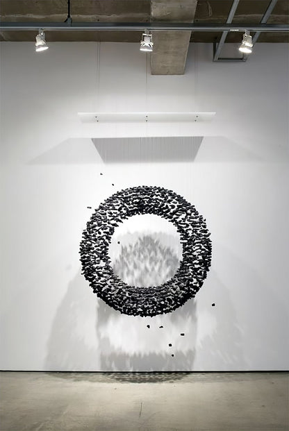 Charcoal Cascade Pixel Chandelier with Adjustable Height