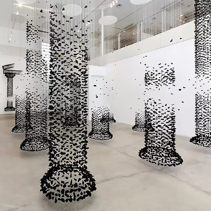 Charcoal Cascade Pixel Chandelier with Adjustable Height
