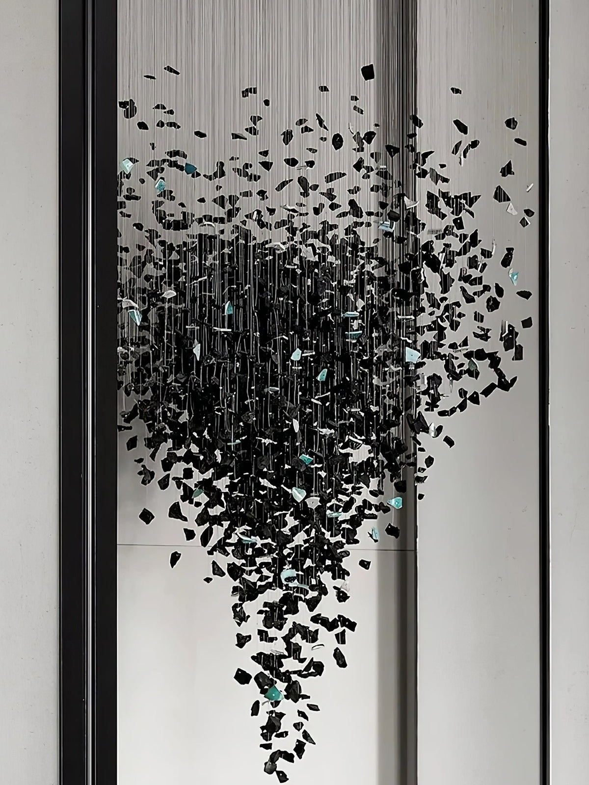 Charcoal Cascade Pixel Chandelier with Adjustable Height