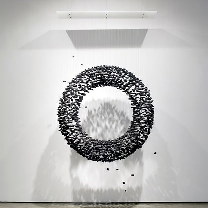 Charcoal Cascade Pixel Chandelier with Adjustable Height