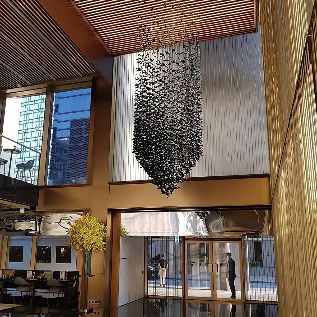 Charcoal Cascade Pixel Chandelier with Adjustable Height