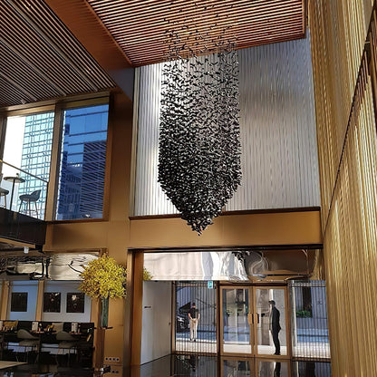 Charcoal Cascade Pixel Chandelier with Adjustable Height