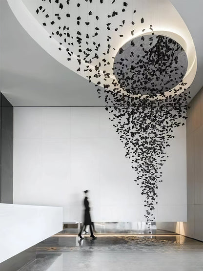 Charcoal Cascade Pixel Chandelier with Adjustable Height