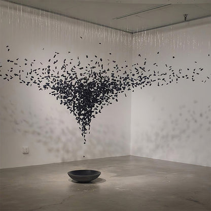 Charcoal Cascade Pixel Chandelier with Adjustable Height