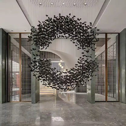 Charcoal Cascade Pixel Chandelier with Adjustable Height