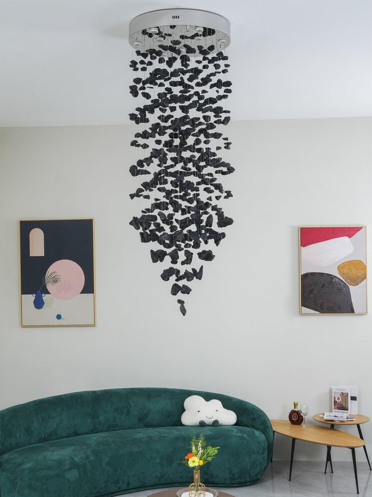 Charcoal Chandelier with Adjustable Height — front view