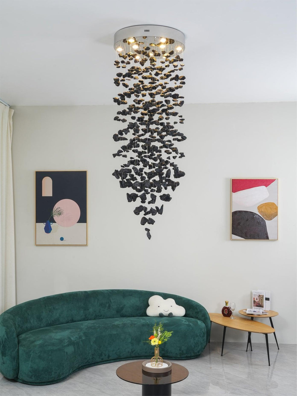 Charcoal Chandelier with Adjustable Height