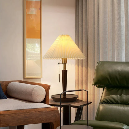 Cone Pleated Fabric Table Lamp with Adjustable Height — detail view