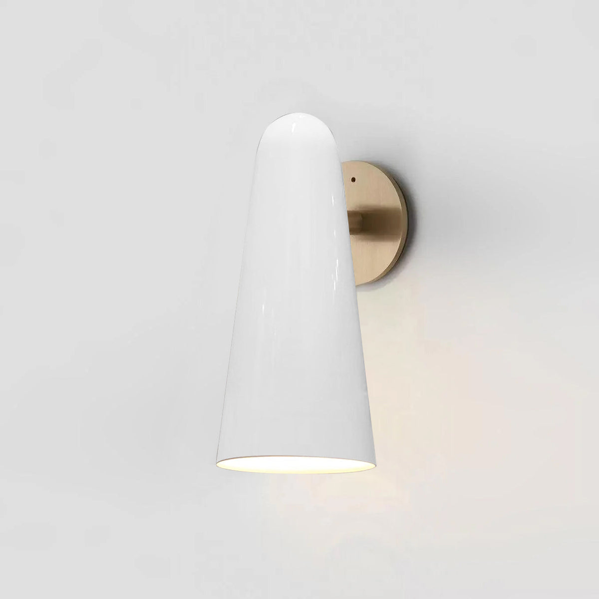 Conical Glass Wall Lamp, Soft Ambient Light — detail view