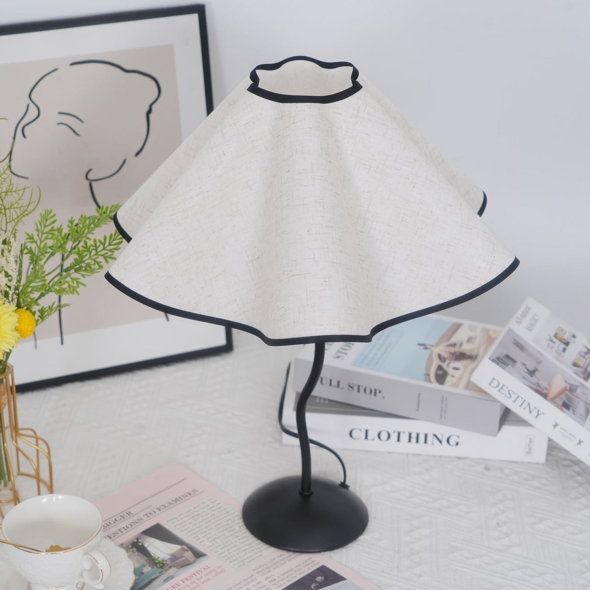 Linen Table Lamp with Adjustable Brightness