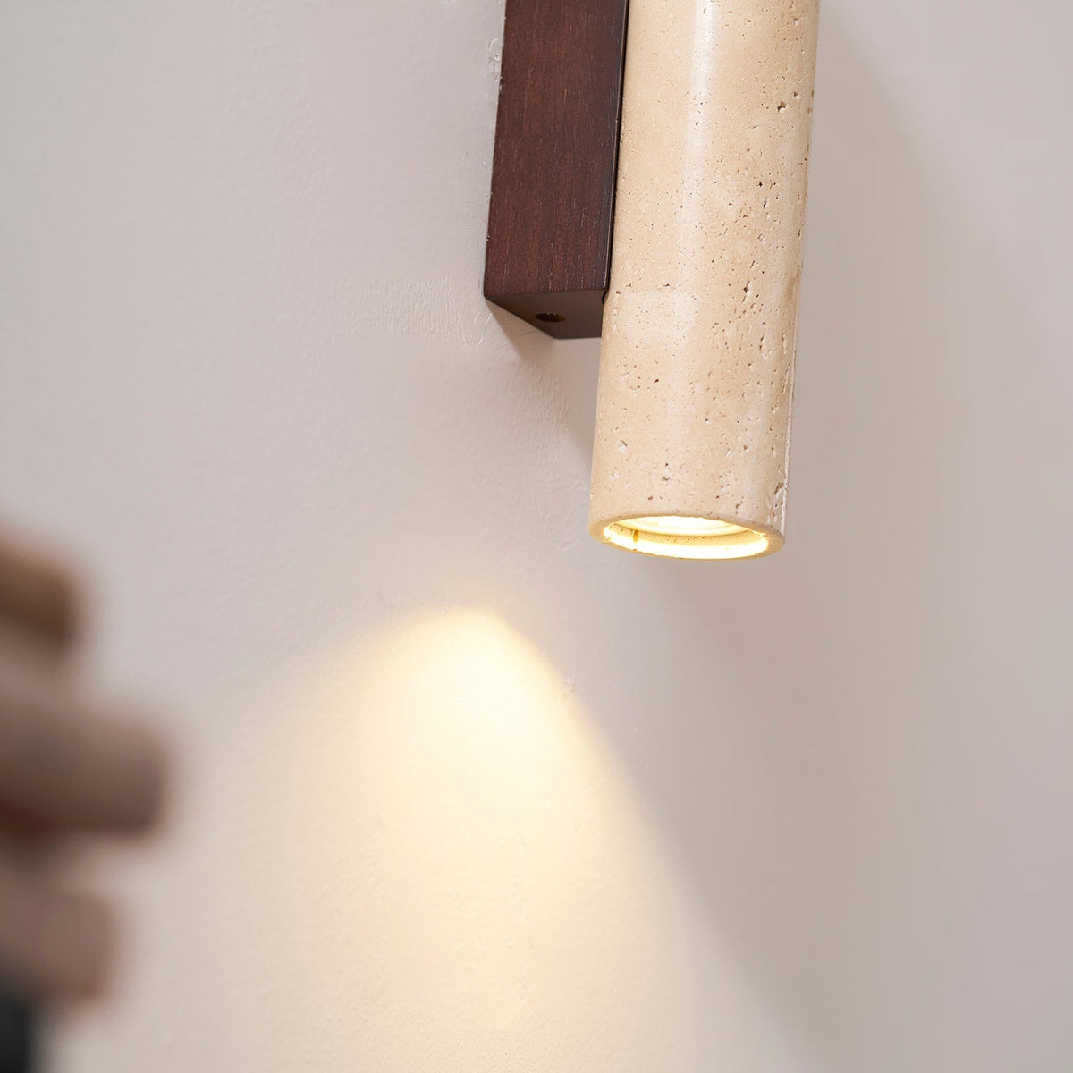 Travertine Column Wall Lamp, Adjustable LED