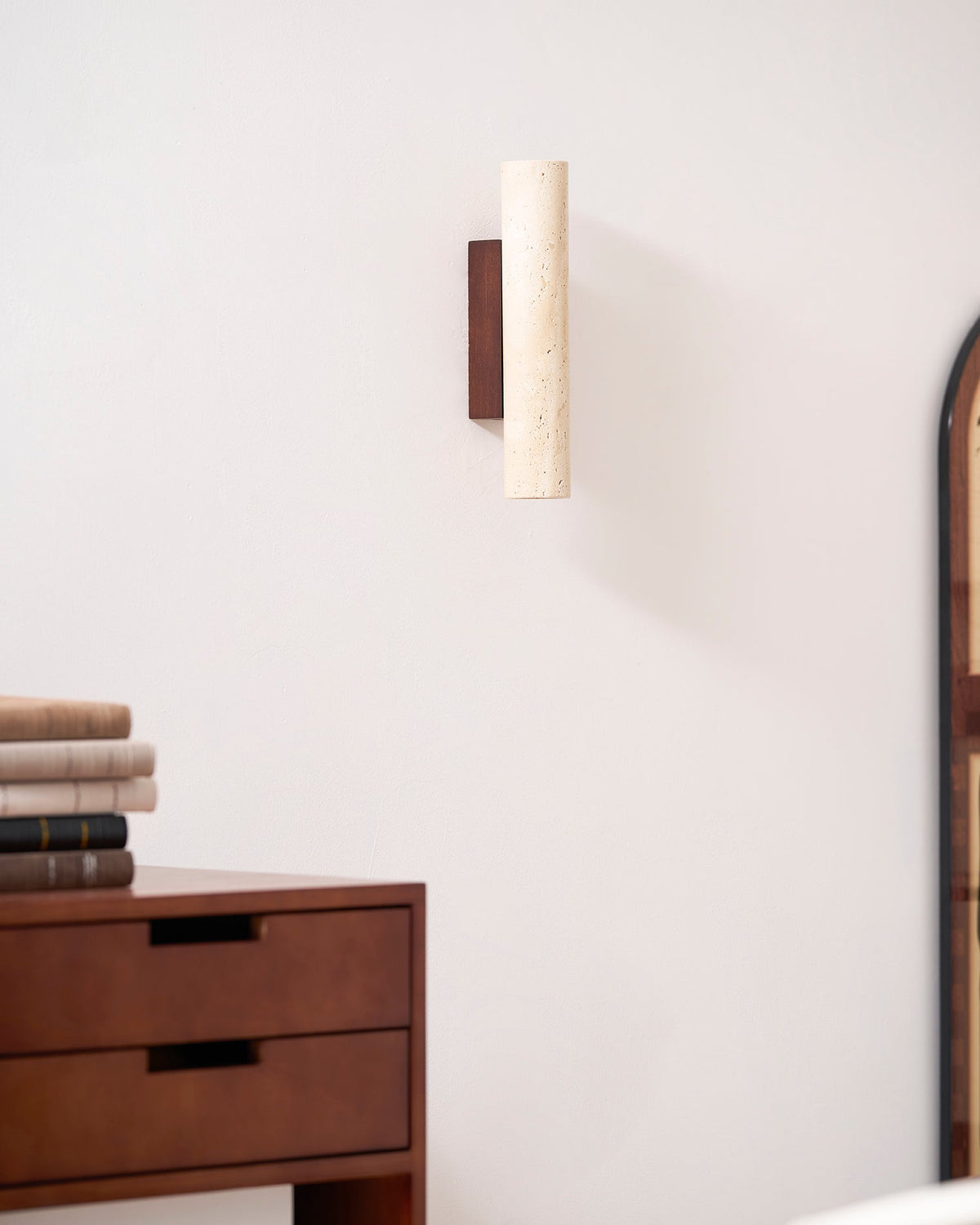 Travertine Column Wall Lamp, Adjustable LED