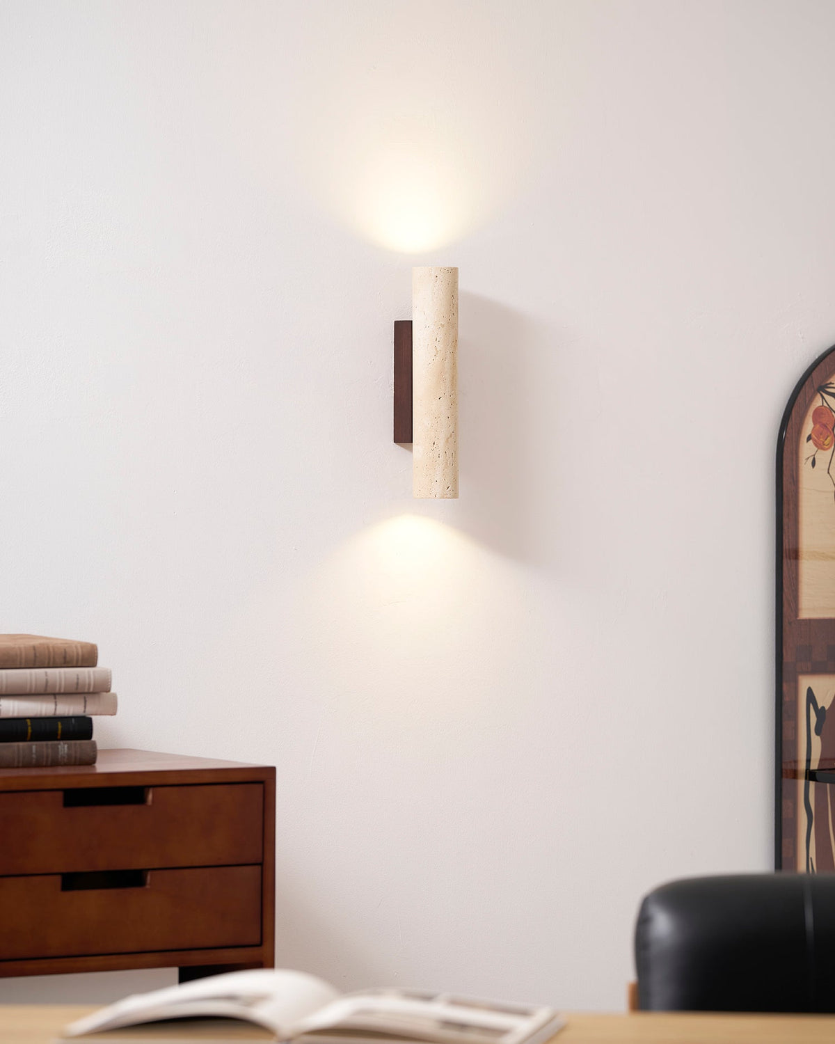Travertine Column Wall Lamp, Adjustable LED