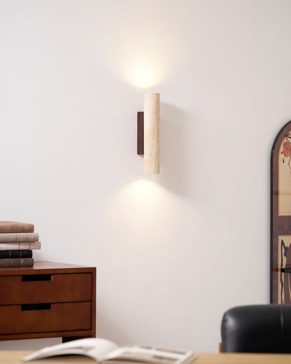 Travertine Column Wall Lamp, Adjustable LED