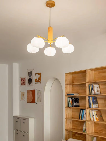Cotton Ball Chandelier with Soft Glow