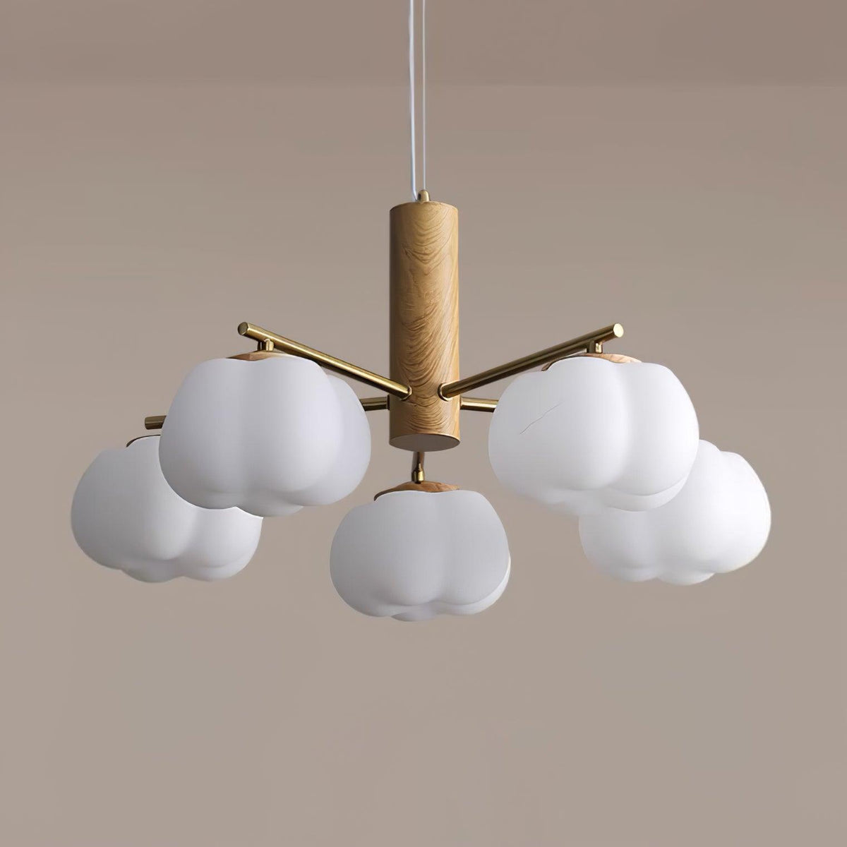 Cotton Ball Chandelier with Soft Glow
