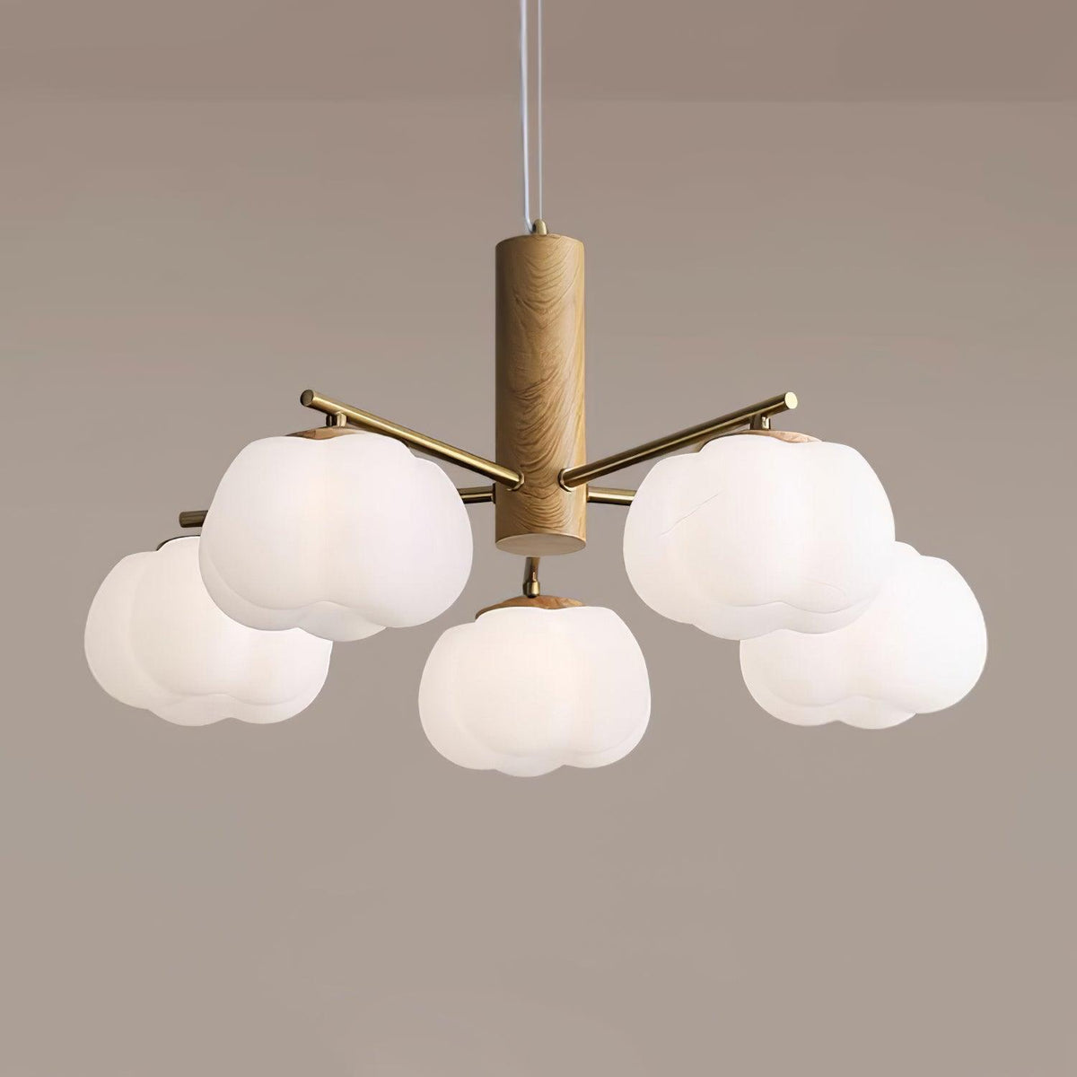Cotton Ball Chandelier with Soft Glow