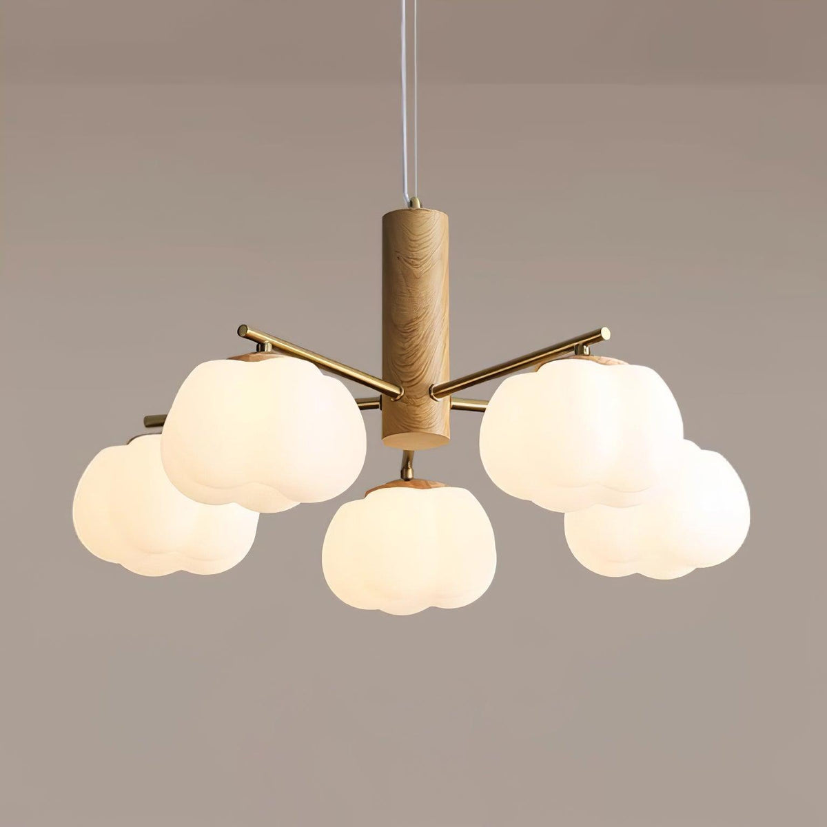 Cotton Ball Chandelier with Soft Glow