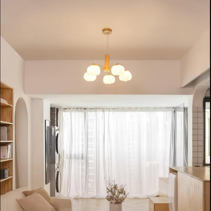 Cotton Ball Chandelier with Soft Glow