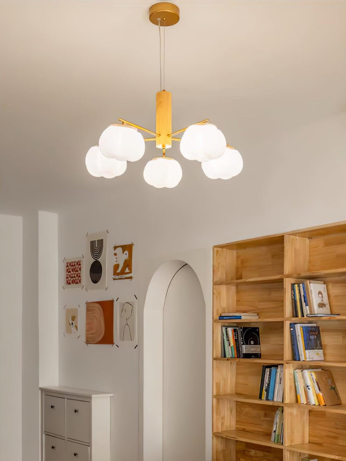 Cotton Ball Chandelier with Soft Glow
