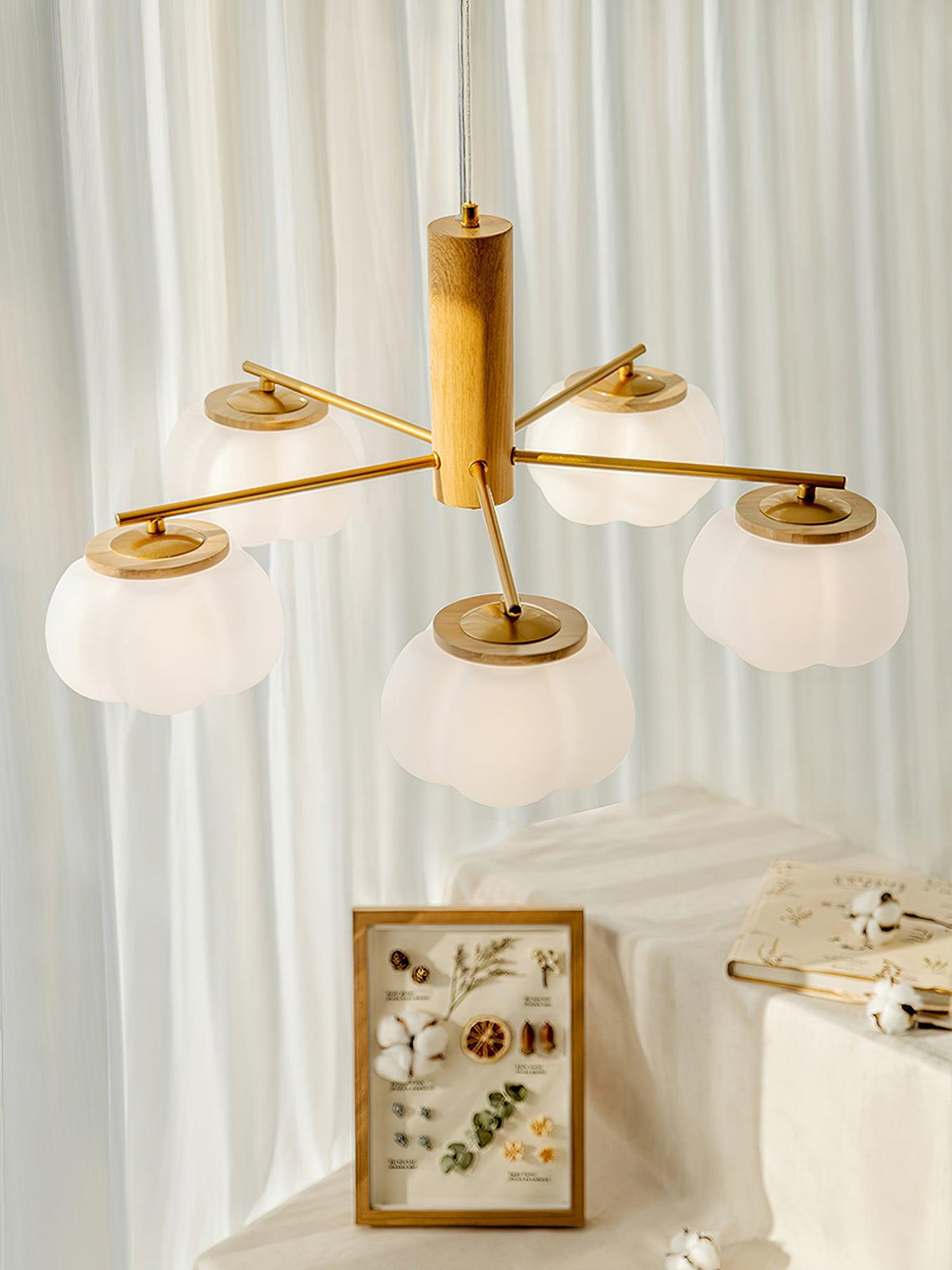 Cotton Ball Chandelier with Soft Glow