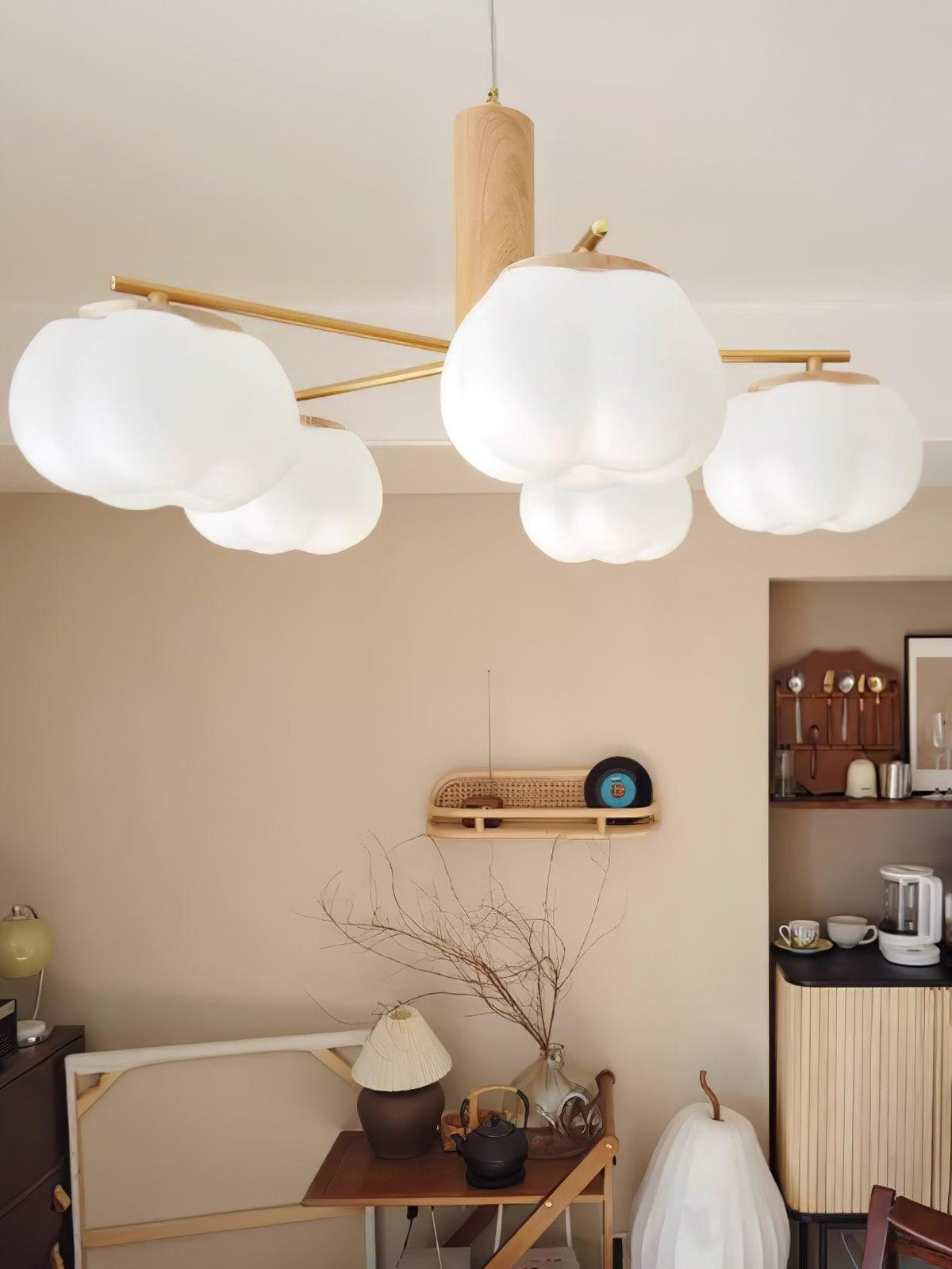 Cotton Ball Chandelier with Soft Glow