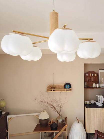 Cotton Ball Chandelier with Soft Glow