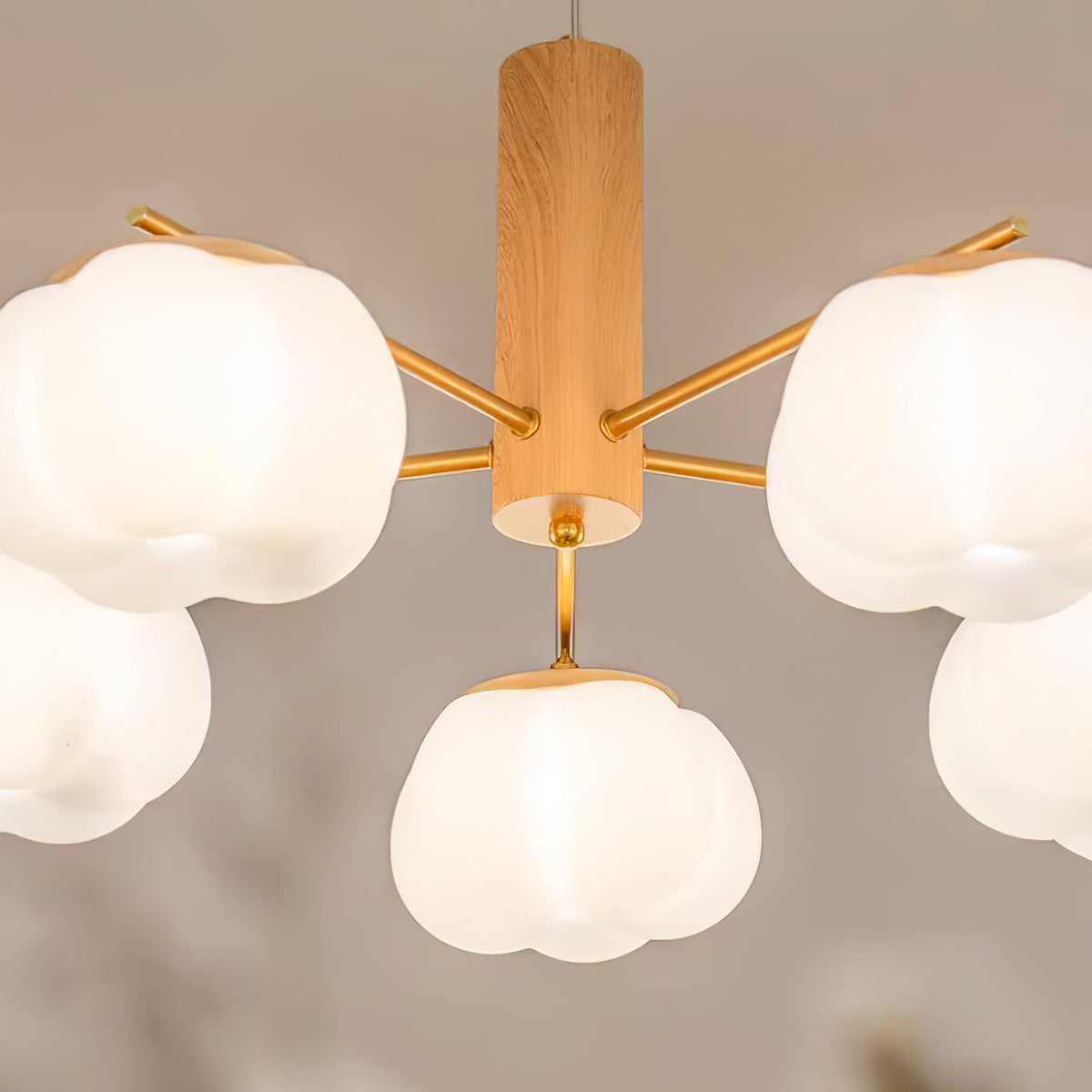 Cotton Ball Chandelier with Soft Glow