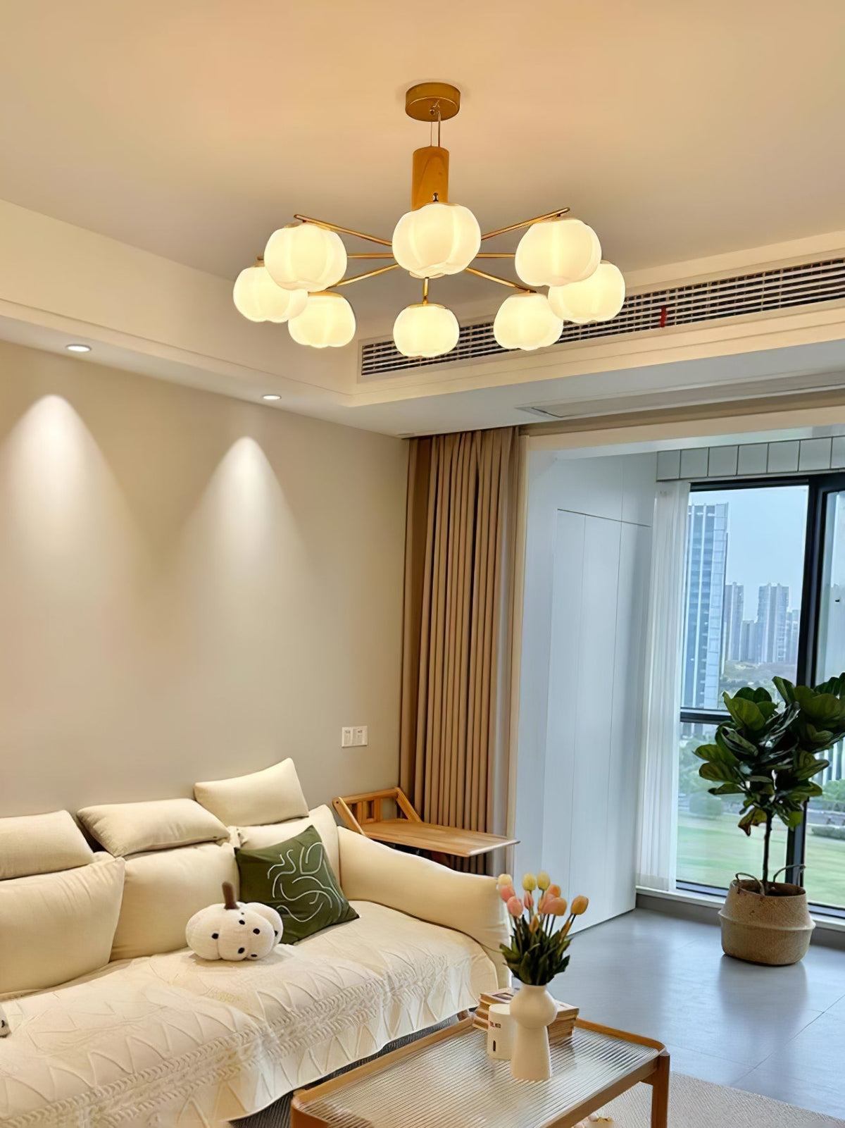 Cotton Ball Chandelier with Soft Glow