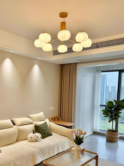 Cotton Ball Chandelier with Soft Glow