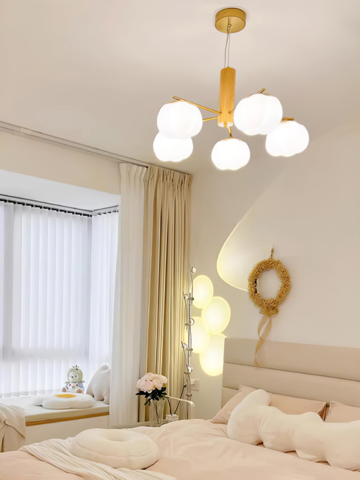 Cotton Ball Chandelier with Soft Glow