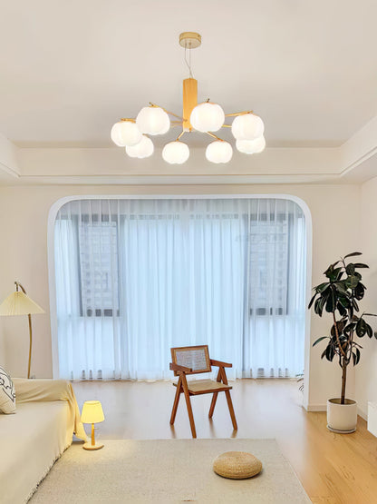 Cotton Ball Chandelier with Soft Glow