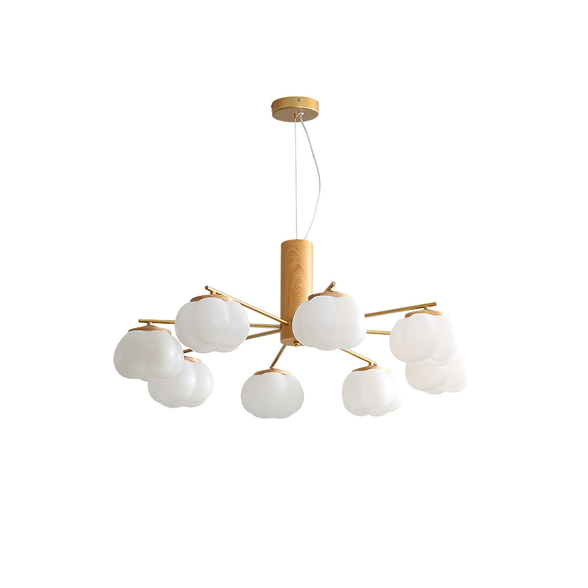 Cotton Ball Chandelier with Soft Glow — side view