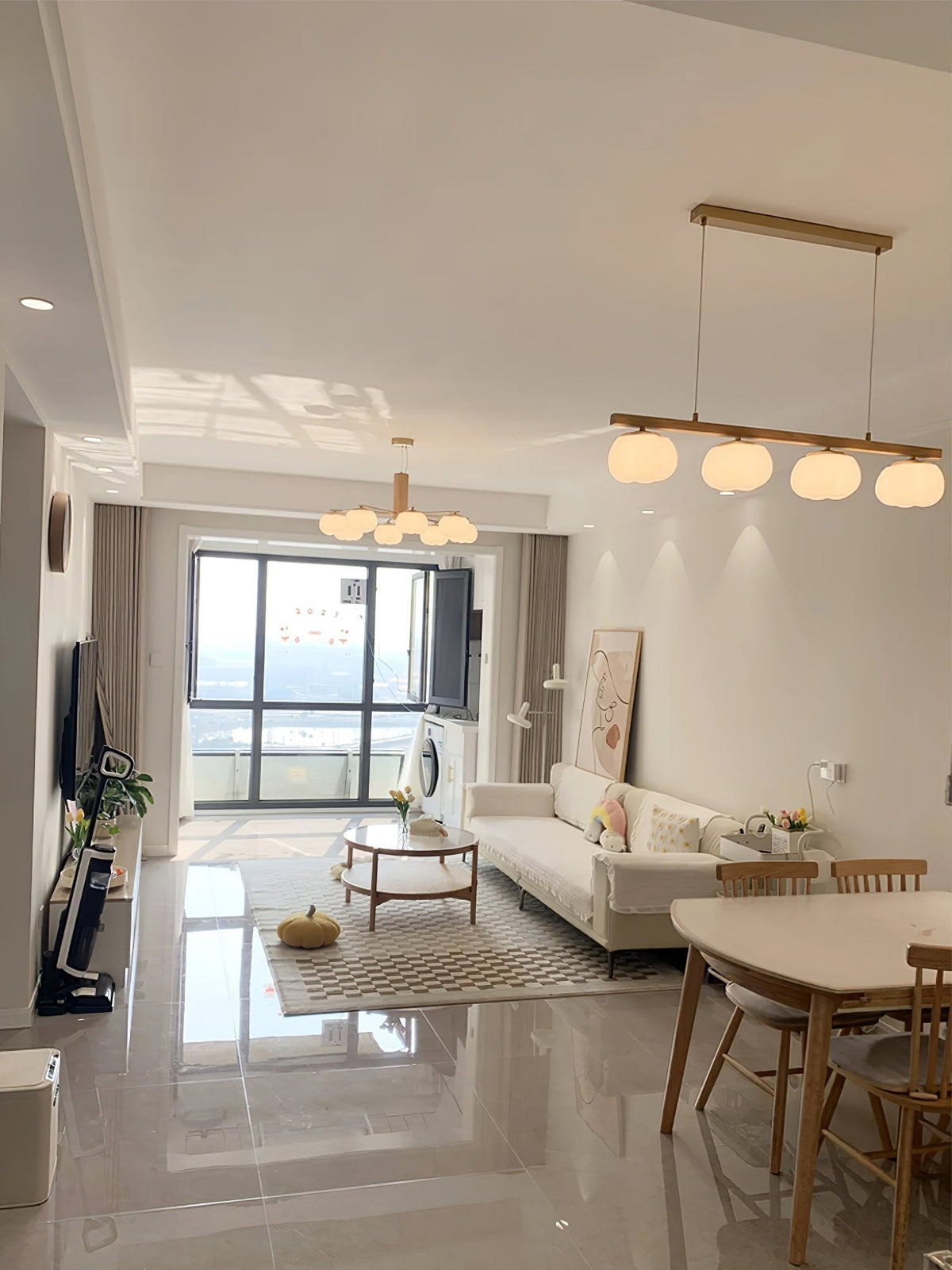 Cotton Ball Chandelier with Soft Glow