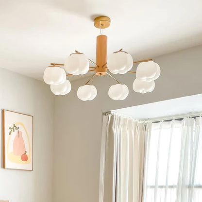 Cotton Ball Chandelier with Soft Glow — front view