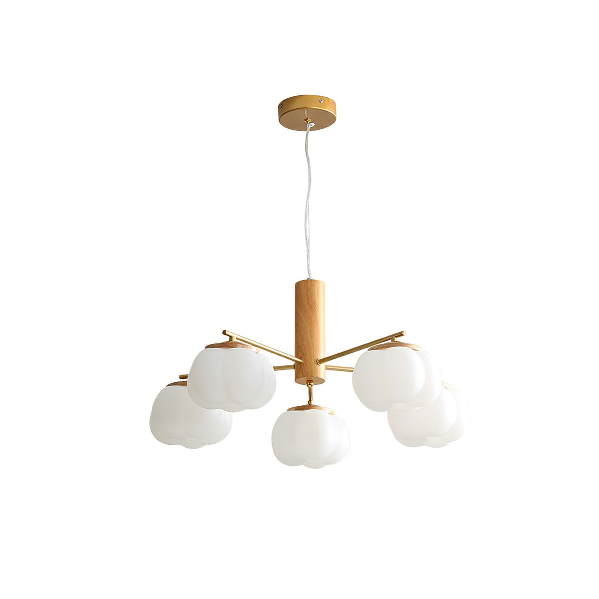 Cotton Ball Chandelier with Soft Glow — front view