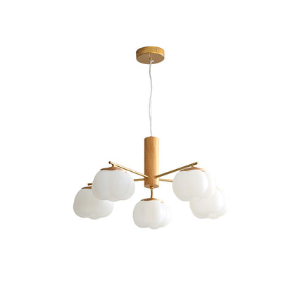 Cotton Ball Chandelier with Soft Glow — front view