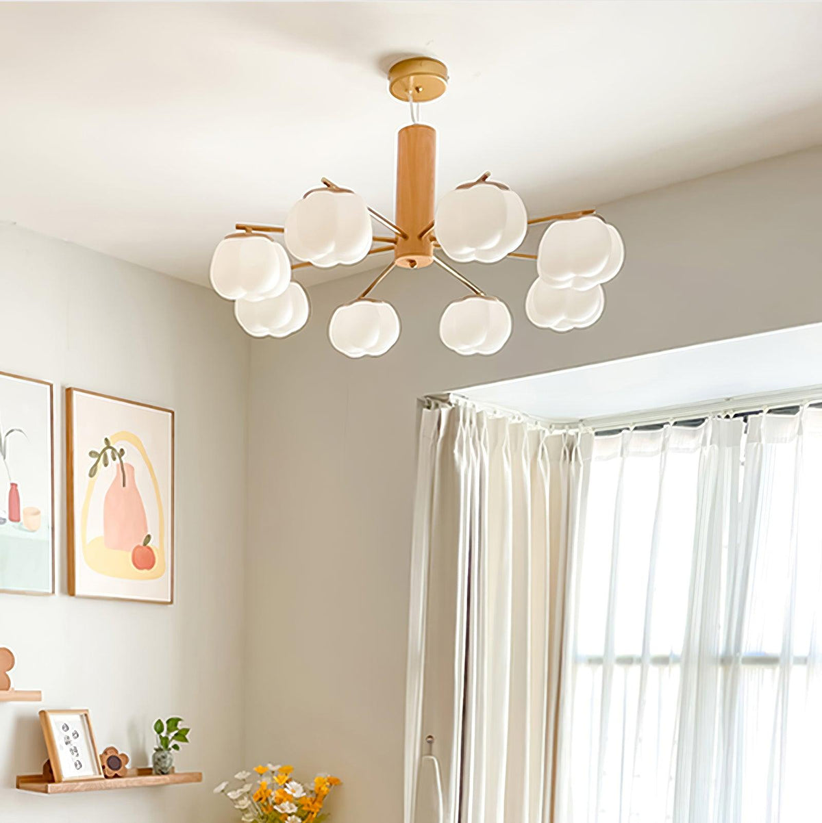 Cotton Ball Chandelier with Soft Glow