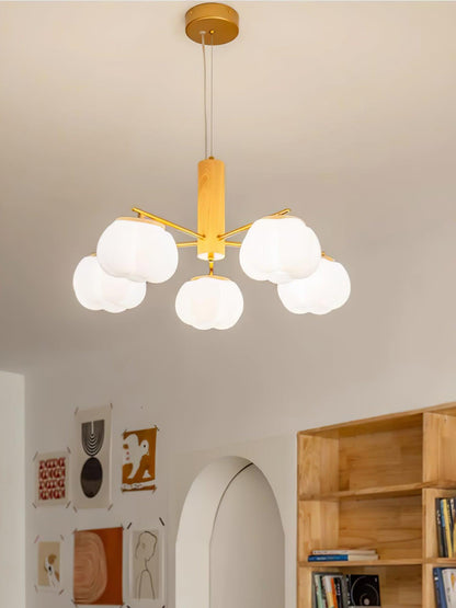 Cotton Ball Chandelier with Soft Glow