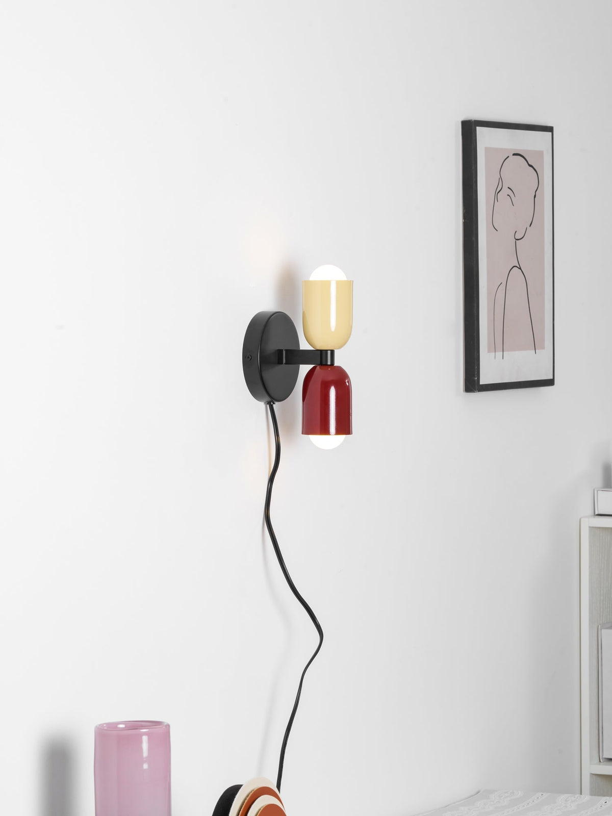 Double Plug-In Wall Lamp, Vibrant Color Options
