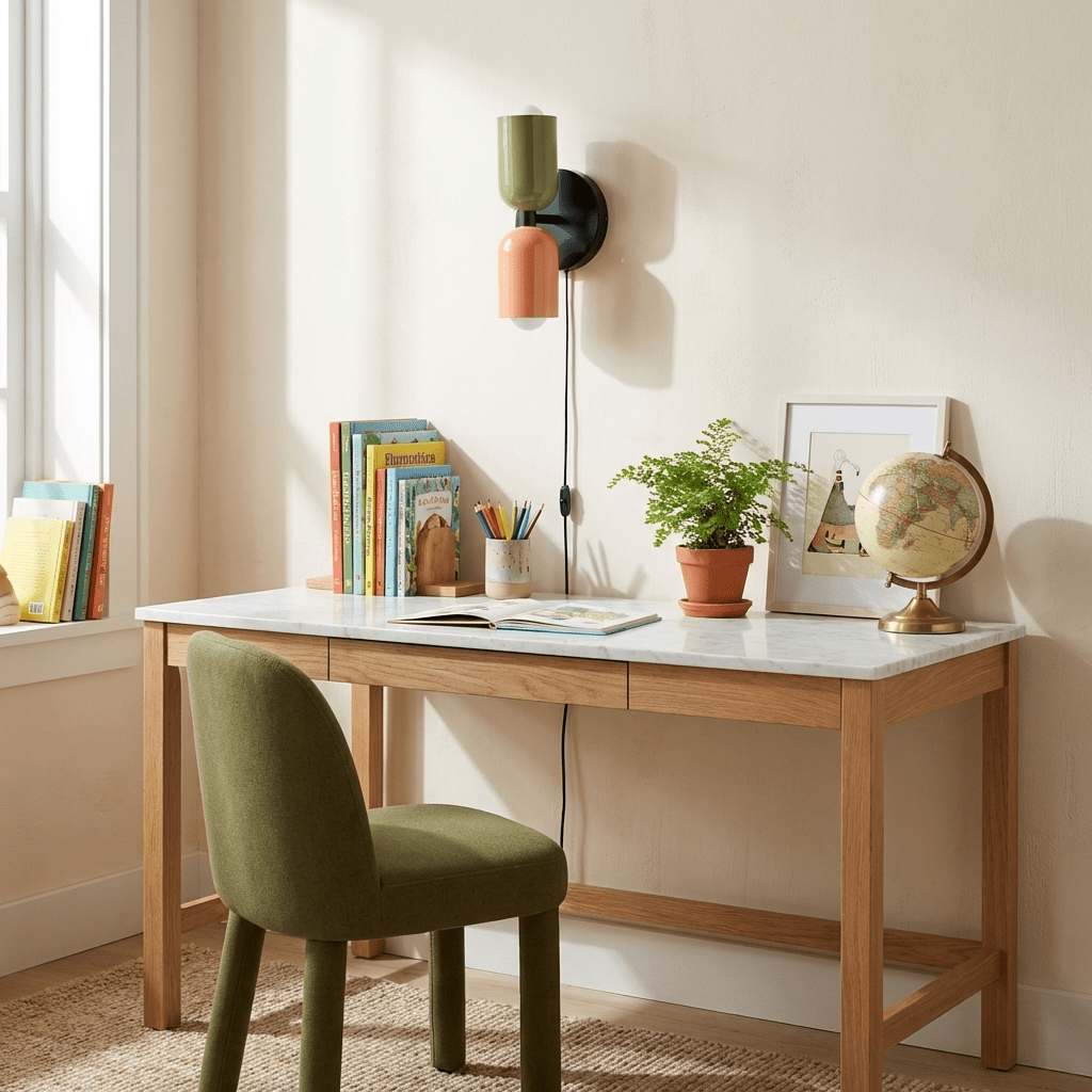 Double Plug-In Wall Lamp, Vibrant Color Options