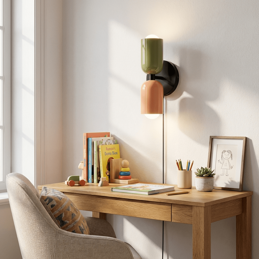 Double Plug-In Wall Lamp, Vibrant Color Options