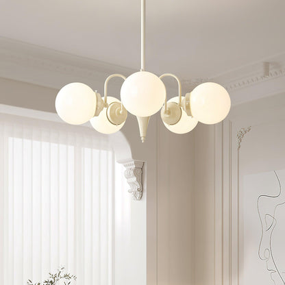 Cream Ball Chandelier with Adjustable Lighting