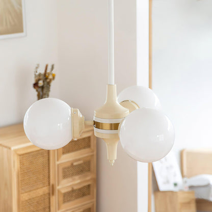 Cream Ball Chandelier with Adjustable Lighting