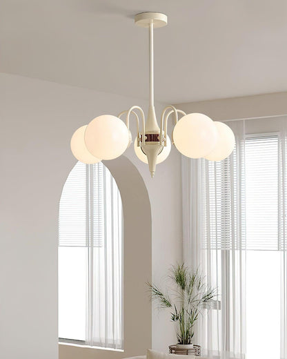 Cream Ball Chandelier with Adjustable Lighting
